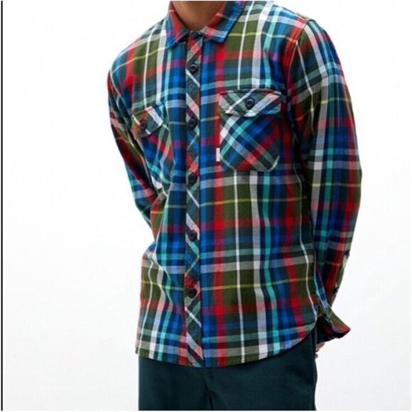 TOPO Designs‎ Organic Cotton Plaid Flannel The Field Shirt Men Small Loop Collar - Picture 1 of 12
